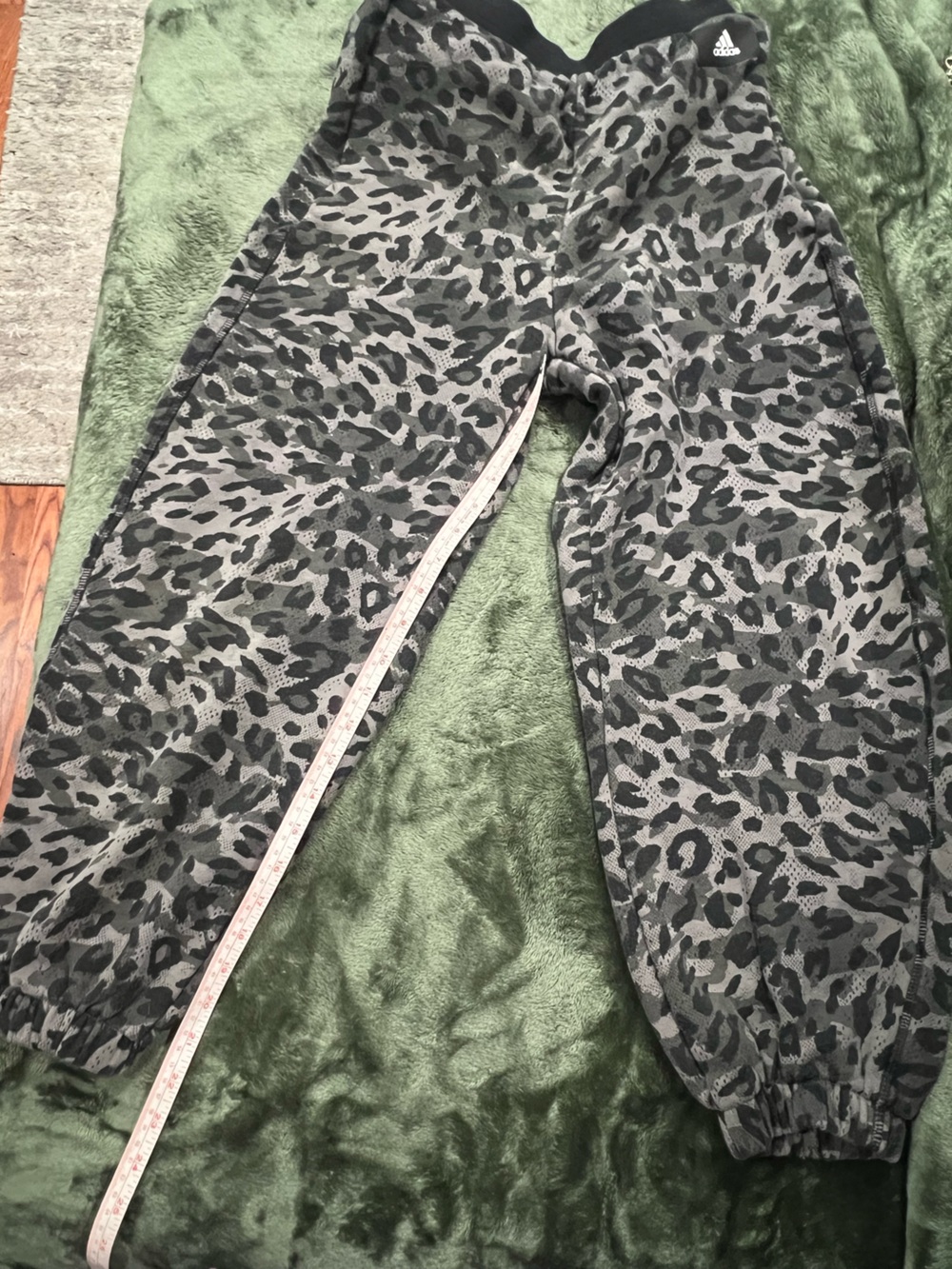 adidas Black and Gray Leopard Print Joggers.  M6